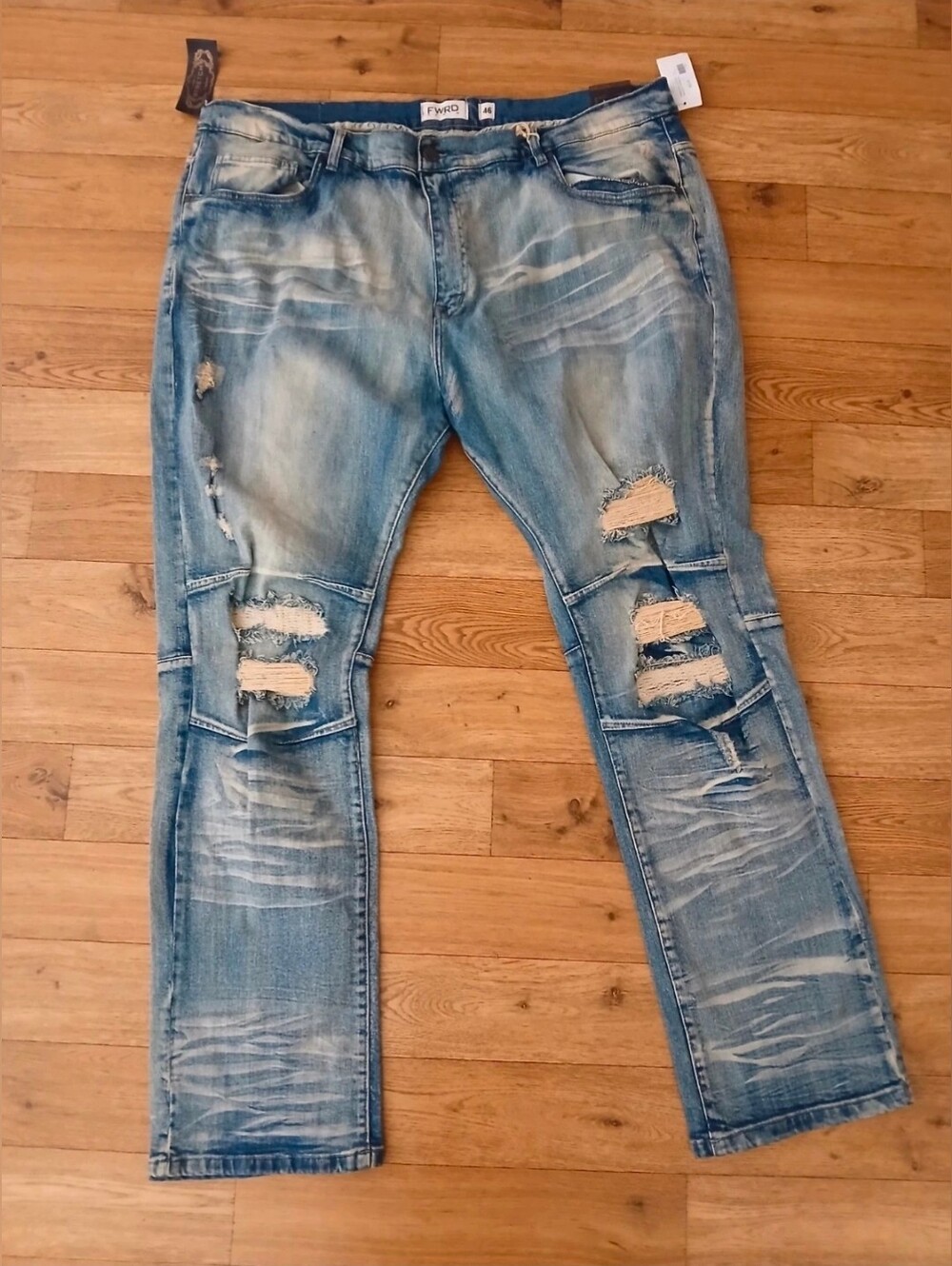 FWRD Distressed Ripped Light Blue Men’s Jeans 46×33